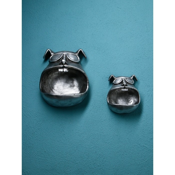 Набор настенных фигур «Собака», полистоун, 25 см, цвет серебро Набор настенных фигур «Собака», полистоун, 25 см, цвет серебро