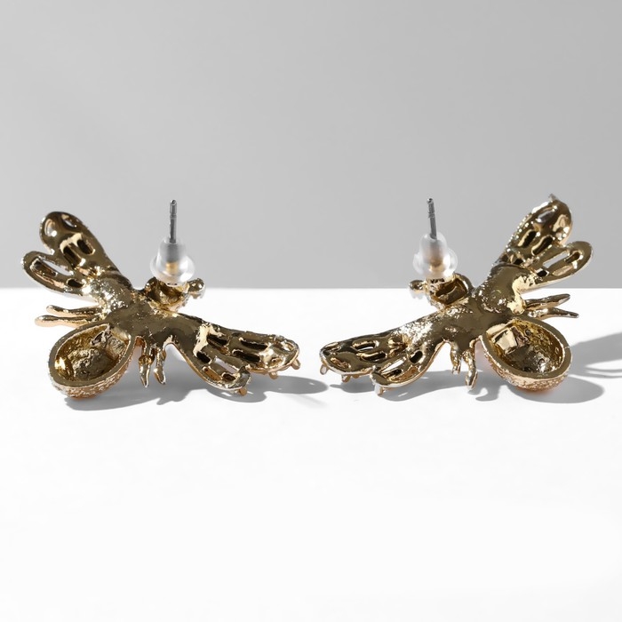 Серьги с жемчугом «Мухи» сказочные, цвет белый в золоте Серьги с жемчугом «Мухи» сказочные, цвет белый в золоте