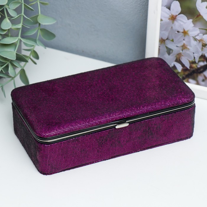 Шкатулка кожзам для украшений  Шкатулка кожзам для украшений "Мелкие квадратики. Фиолет" 6х9,8х18,5 см
