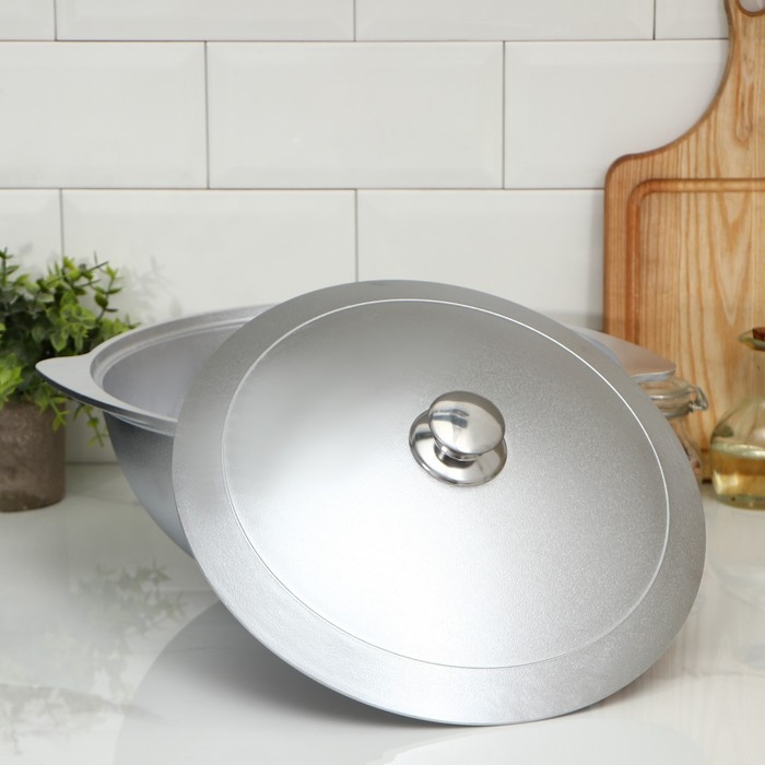 Казан алюминиевый для плова, 6 л, цвет серебряный Казан алюминиевый для плова, 6 л, цвет серебряный