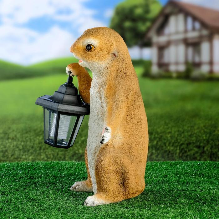 Садовый фонарь  Садовый фонарь "Суслик с фонариком" 15х15х36см