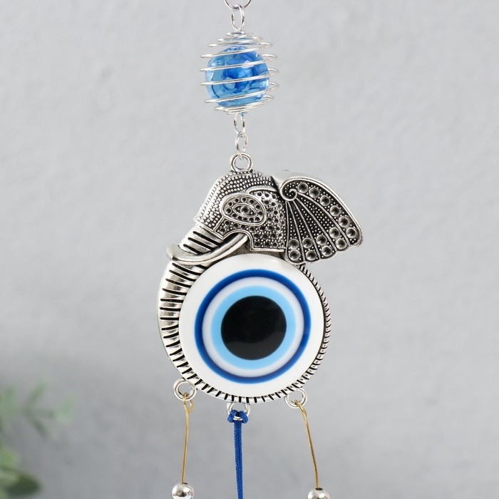 Музыка ветра металл, пластик Музыка ветра металл, пластик "Слоник с кисточкой" от сглаза h=25 см