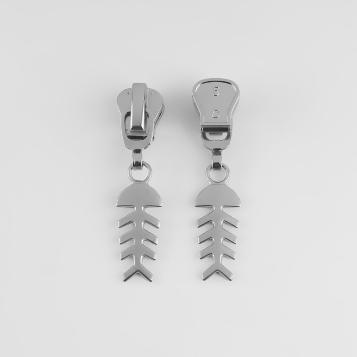 Бегунок автоматический для молнии «Трактор», №5, декоративный «Рыба», 10 шт, цвет никель Бегунок автоматический для молнии «Трактор», №5, декоративный «Рыба», 10 шт, цвет никель