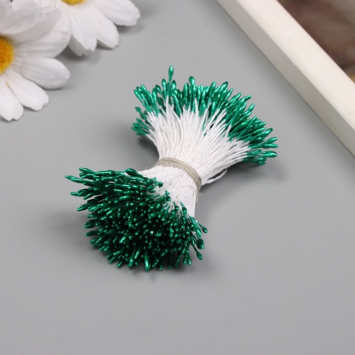 Тычинки для искусственных цветов глянец "Рисинки" тёмно-зелёный набор 360 шт длина 6 см