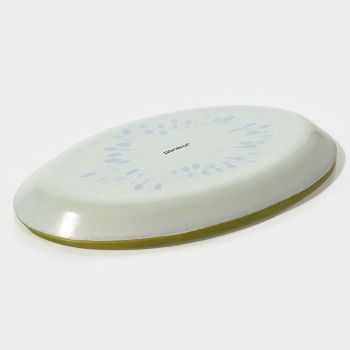 Блюдо сервировочное стеклянное овальное Доляна «Романтичный киви», 24,5×15 см, цвет зелёный Блюдо сервировочное стеклянное овальное Доляна «Романтичный киви», 24,5×15 см, цвет зелёный