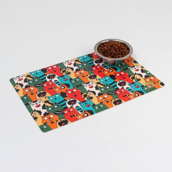 Коврик под миску  Коврик под миску "Пижон" с нескользящим основанием 43 х 28 см "Голодные коты"