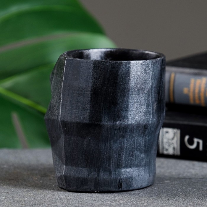 Кашпо - органайзер  Кашпо - органайзер "Геометрическая голова" черное, 7,5х8,5х7см