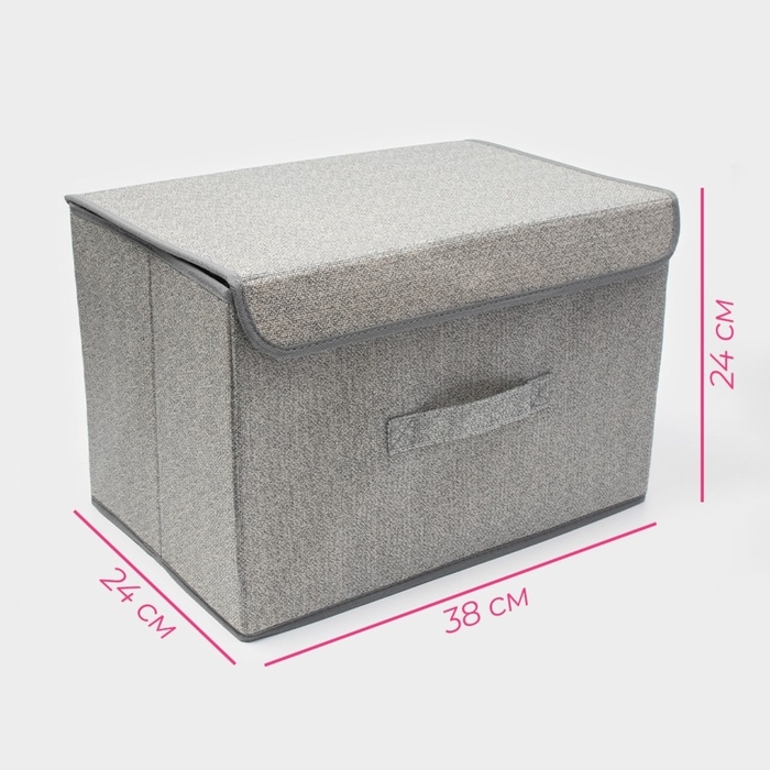 Короб стеллажный для хранения с крышкой «Ронда», 38×24×24 см, цвет серый Короб стеллажный для хранения с крышкой «Ронда», 38×24×24 см, цвет серый