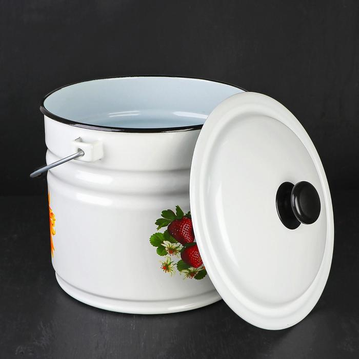 Ведро эмалированное, 10 л, с крышкой, деколь МИКС, цвет белый Ведро эмалированное, 10 л, с крышкой, деколь МИКС, цвет белый