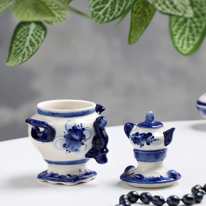 Сувенир  Сувенир "Самовар", малый, гжель, фарфор, 12х10 см