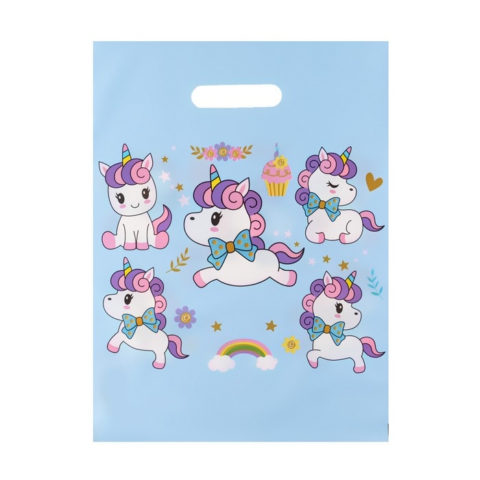 Пакет Пакет "Воздушный единорог", полиэт. с выр. ручкой, 30х40 см, 50 мкм набор 10 штук