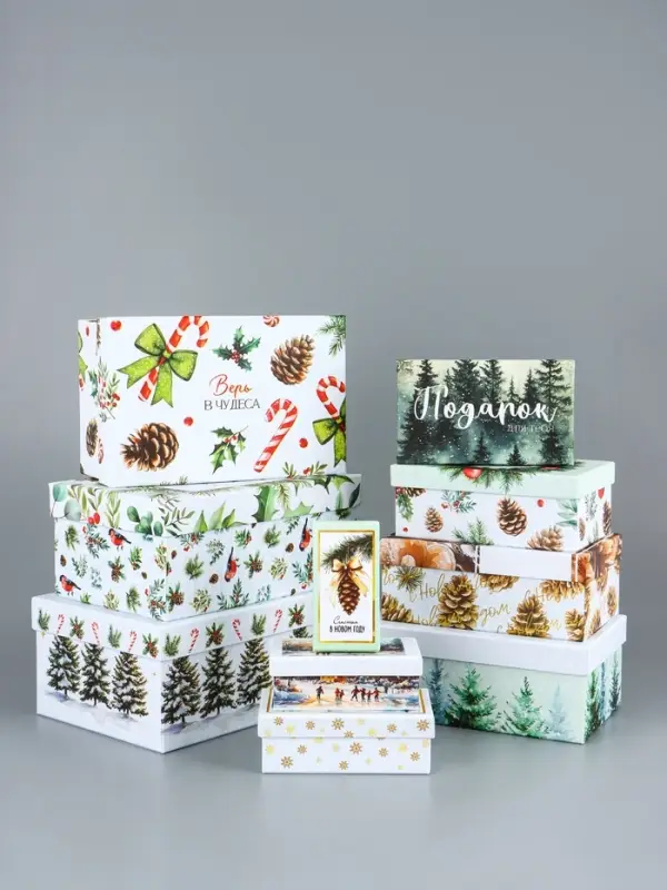 Набор подарочных новогодних коробок 10 в 1 «Новогодние мечты», 30×19×11.5 - 12×6.5×4 см Набор подарочных новогодних коробок 10 в 1 «Новогодние мечты», 30×19×11.5 - 12×6.5×4 см
