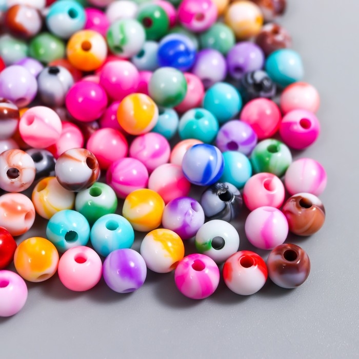 Бусины для творчества пластик Бусины для творчества пластик "Шарики мраморные разводы" набор 20 гр d=0,6 см