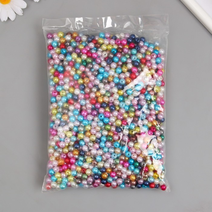 Бусины для творчества пластик "Разноцветные шарики" d=0,8 см набор 500 гр