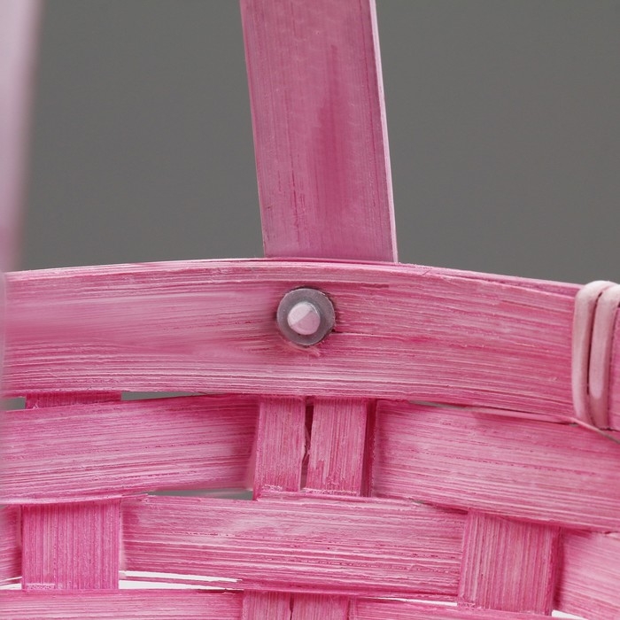 Корзина плетеная, D17 х 12 х 22 см, розовая, бамбук Корзина плетеная, D17 х 12 х 22 см, розовая, бамбук