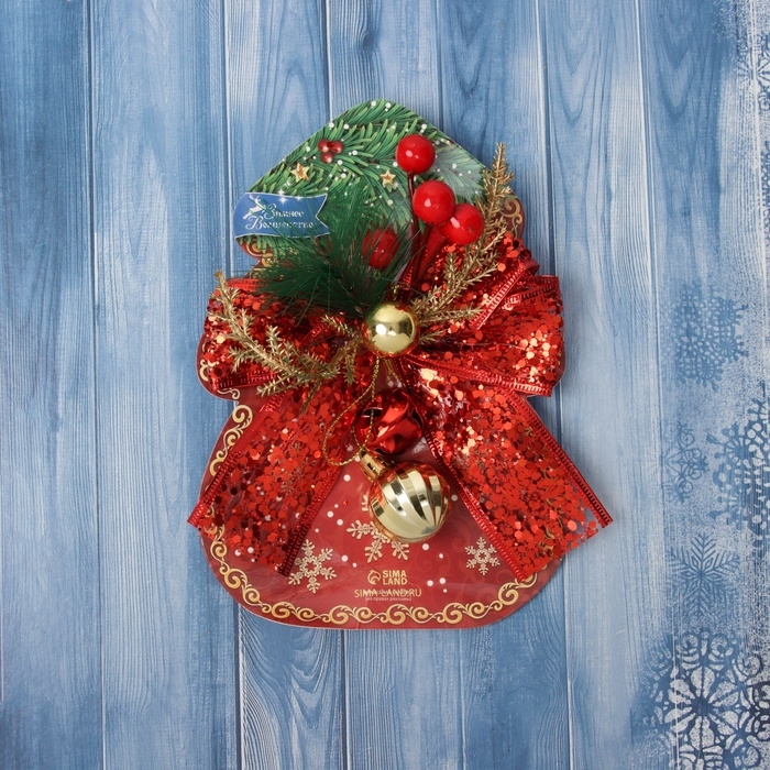 Украшение ёлочное Украшение ёлочное "Новогодний стиль" бант блеск, 13х13 см, красный