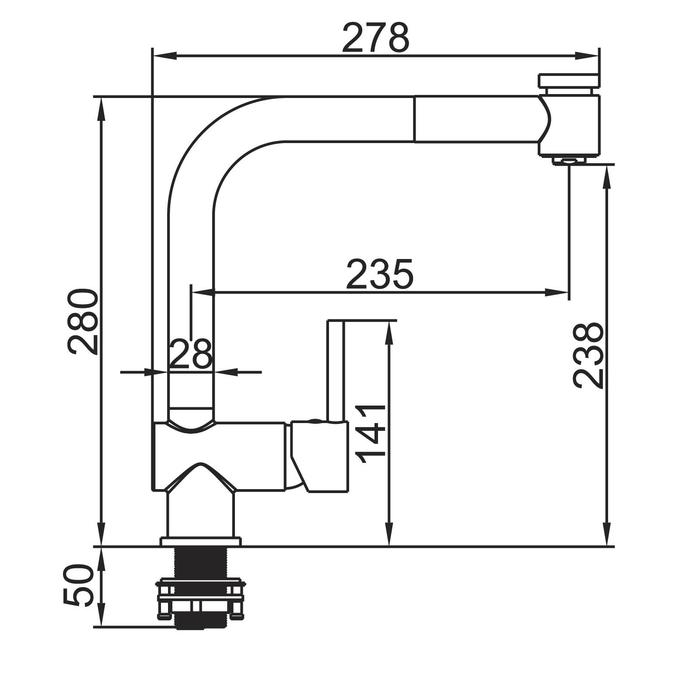 Смеситель для кухни Accoona A5179-3, однорычажный, с выходом для питьевой воды, хром Смеситель для кухни Accoona A5179-3, однорычажный, с выходом для питьевой воды, хром