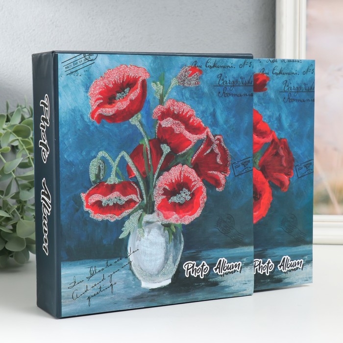 Фотоальбом на 40 фото 13х18 см Фотоальбом на 40 фото 13х18 см "Маки в вазе" в коробке 20,5х18х4,8 см