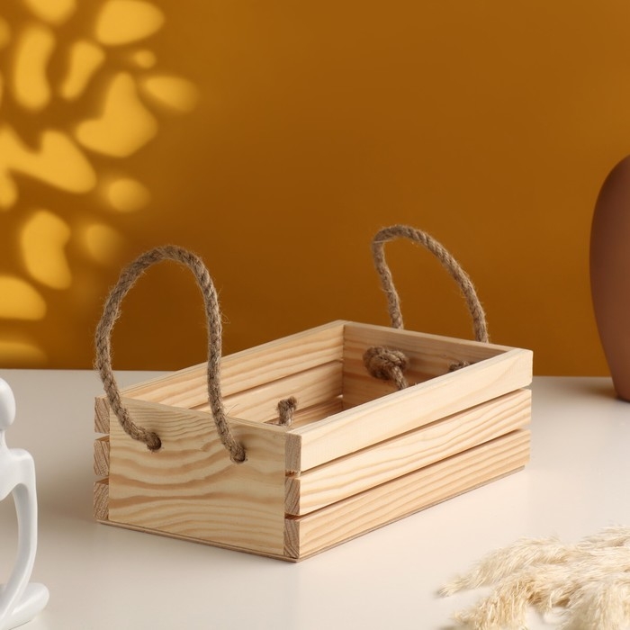 Кашпо деревянное ручки веревки 24,5х13,5х7 см Кашпо деревянное ручки веревки 24,5х13,5х7 см