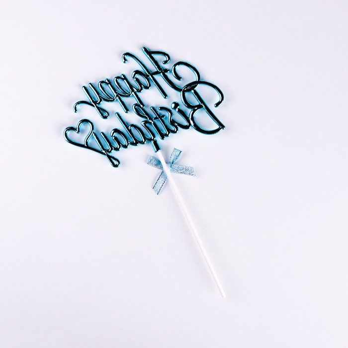 Топпер Топпер "Happy Birthday", голубой, с бантиком, Дарим красиво