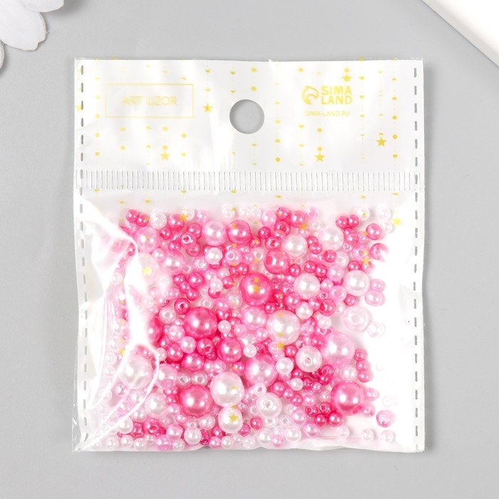 Бусины для творчества пластик Бусины для творчества пластик "Круглые. Ассорти розовое" d=3-8 мм, набор 10 гр