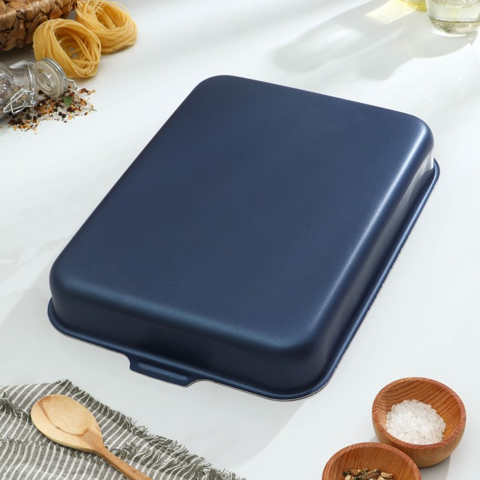 Противень «Экономика», 27×35 см, h= 6 см, антипригарное покрытие, цвет синий Противень «Экономика», 27×35 см, h= 6 см, антипригарное покрытие, цвет синий