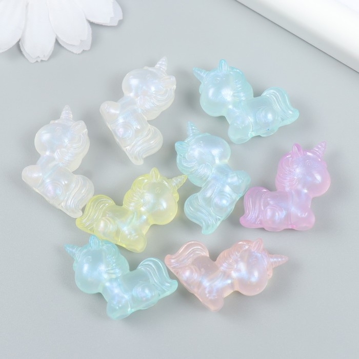 Бусины пластик Бусины пластик "Единороги. Цветные, полупрозрачные" набор 25 гр МИКС 1,1х2,7х2,7 см