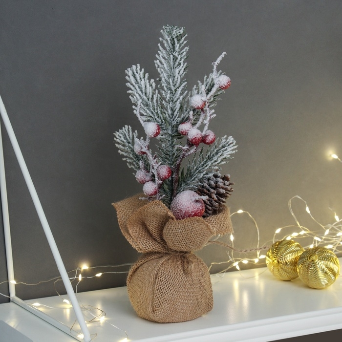 Декор  Декор "Яркий праздник, в мешочке" яблоко шишка, 26х10 см