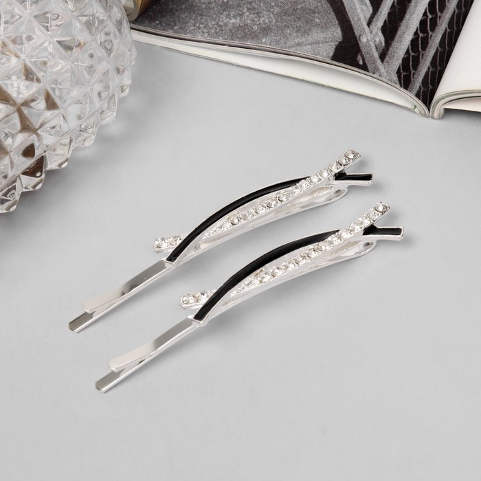 Невидимка для волос  Невидимка для волос "Кэли" (набор 2 шт) дуга, 6 см, серебро