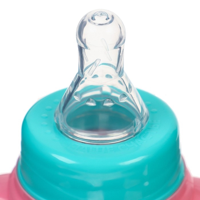Бутылочка для кормления, классическое горло, 150 мл., от 0 мес., цилиндр, с ручками, цвет бирюзовый/розовый Бутылочка для кормления, классическое горло, 150 мл., от 0 мес., цилиндр, с ручками, цвет бирюзовый/розовый