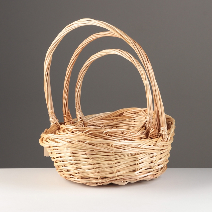 Набор корзин из 3 шт, 38х29х14/36 см, 32х23х13/31 см, 26х19х11/26 см, ива Набор корзин из 3 шт, 38х29х14/36 см, 32х23х13/31 см, 26х19х11/26 см, ива