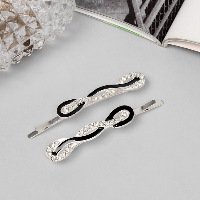 Невидимка для волос  Невидимка для волос "Кэли" (набор 2 шт) петельки, 6 см, серебро