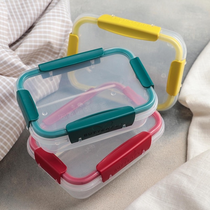 Контейнер герметичный пластиковый Butterfly bright, 500 мл, прозрачный, крышка МИКС Контейнер герметичный пластиковый Butterfly bright, 500 мл, прозрачный, крышка МИКС