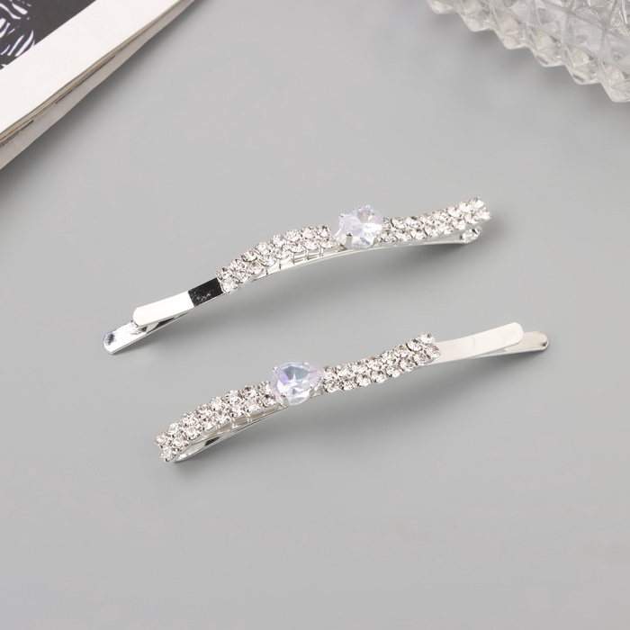 Невидимка для волос «Беат» (набор 2 шт) волна, 6 см, серебро Невидимка для волос «Беат» (набор 2 шт) волна, 6 см, серебро