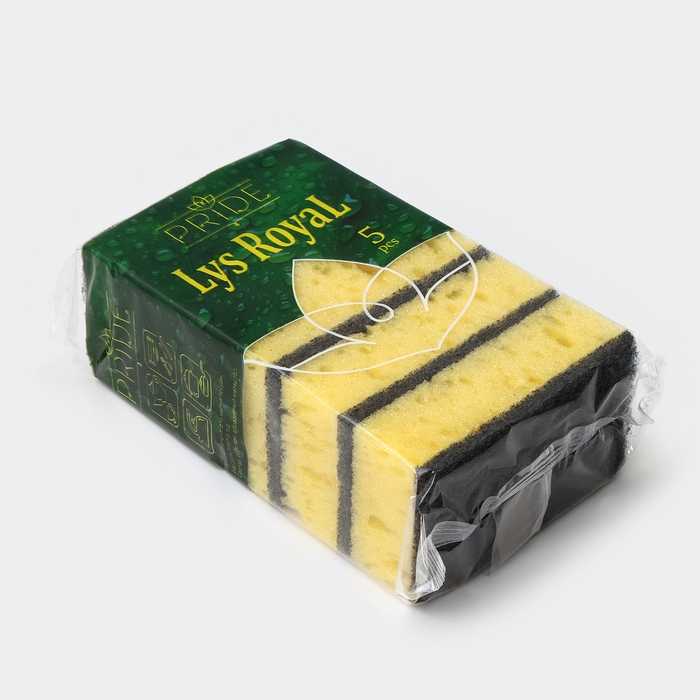 Губка бытовая «Королевская Лилия», 450 г/м2, 105×65×35 мм, абразивное полотно Губка бытовая «Королевская Лилия», 450 г/м2, 105×65×35 мм, абразивное полотно