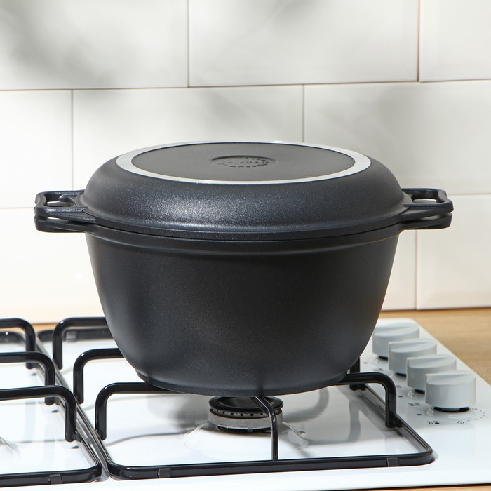 Казан «Традиция», 3 л, крышка-сковорода, литые ручки, антипригарное покрытие, цвет чёрный Казан «Традиция», 3 л, крышка-сковорода, литые ручки, антипригарное покрытие, цвет чёрный