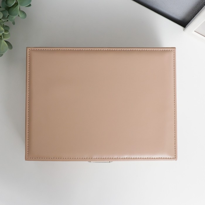 Шкатулка кожзам для украшений  Шкатулка кожзам для украшений "Кремовая матовая" 9х23х17 см