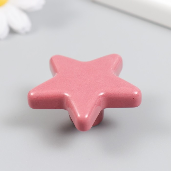 Ручка для шкатулки керамика, металл Ручка для шкатулки керамика, металл "Звёздочка" розовая 4,9х4,9х2,2 см