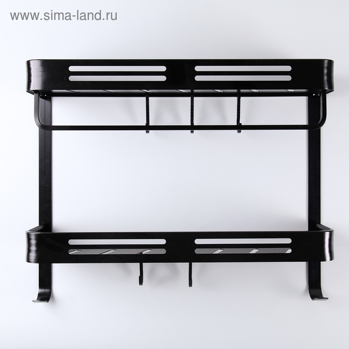 Полка 2-х ярусная, 50×12,6×43,6 см, цвет чёрный Полка 2-х ярусная, 50×12,6×43,6 см, цвет чёрный