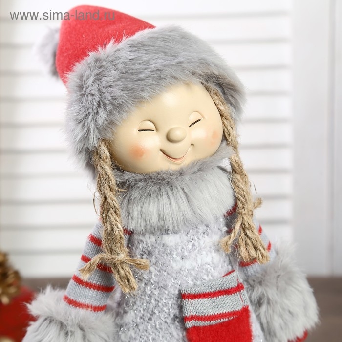 Кукла интерьерная Кукла интерьерная "Девочка в сером платьице с меховой отделкой" 46 см