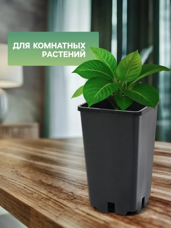 Горшок для рассады, 2 л, 12&times;12&times;17 см, пластик, чёрный