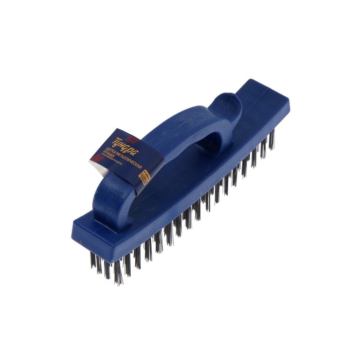 Щетка металлическая ручная ТУНДРА, закаленная проволока, пластиковая с рукояткой, 4-рядная Щетка металлическая ручная ТУНДРА, закаленная проволока, пластиковая с рукояткой, 4-рядная