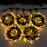 Гирлянда &laquo;Клип-лайт&raquo; 5 нитей по 20 м, IP44, УМС, тёмная нить, 665 LED, свечение тёплое белое, мерцание, 24 В