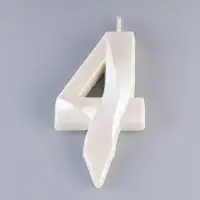 Свеча в торт «Грань», цифра 4, жемчужный, 6.5 см