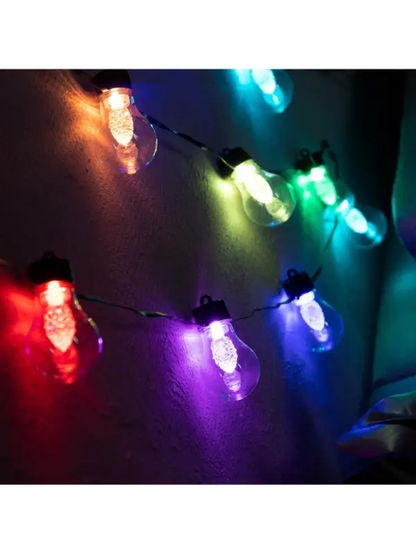 Умная гирлянда &laquo;Нить&raquo; 6 м с насадками &laquo;Лампочки с шишками&raquo;, IP20, тёмная нить, 20 LED, свечение RGB, USB