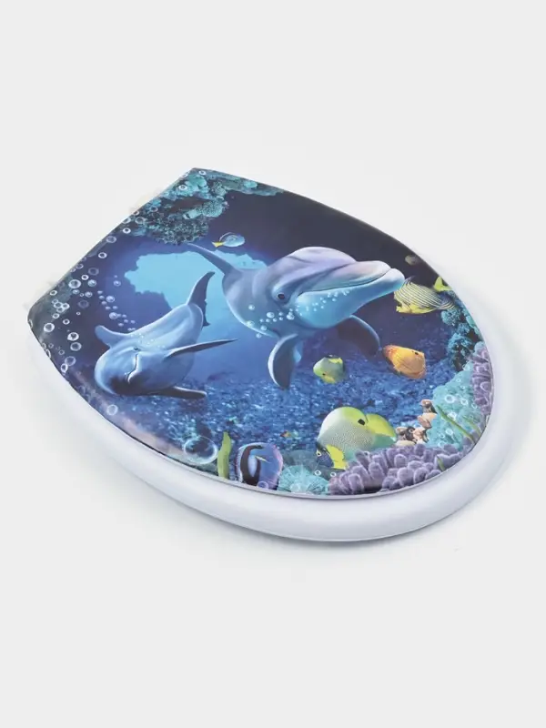 Сиденье для унитаза с крышкой Доляна &laquo;Морские жители&raquo;, 40&times;37 см, мягкое