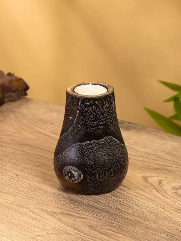 Подсвечник, d=4 см, 9&times;9&times;12 см, дерево джати, тёмно-коричневый