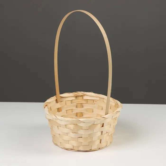 Корзина плетёная бамбук, d=19хH9/32 см, натуральный