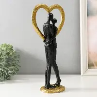 Фигурка полистоун «Абстракция. Поцелуй у сердца», золото с чёрным, 14.5×9×32 см