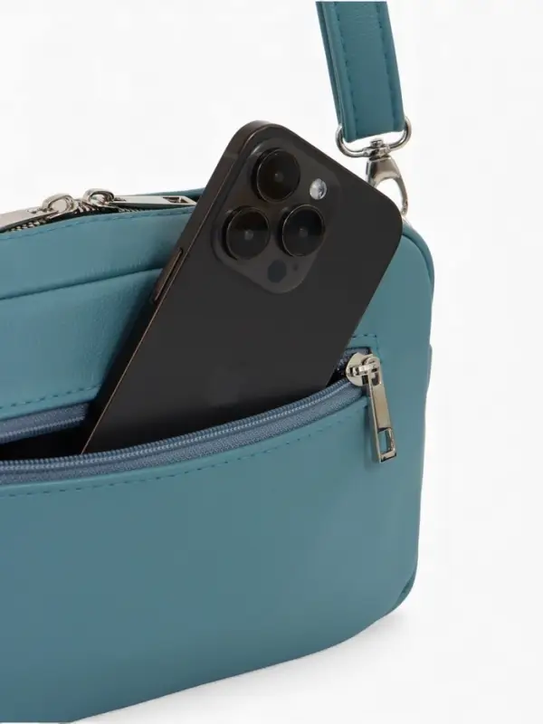 Сумка женская кросс-боди TEXTURA на молнии, 25&times;6&times;14 см, голубая